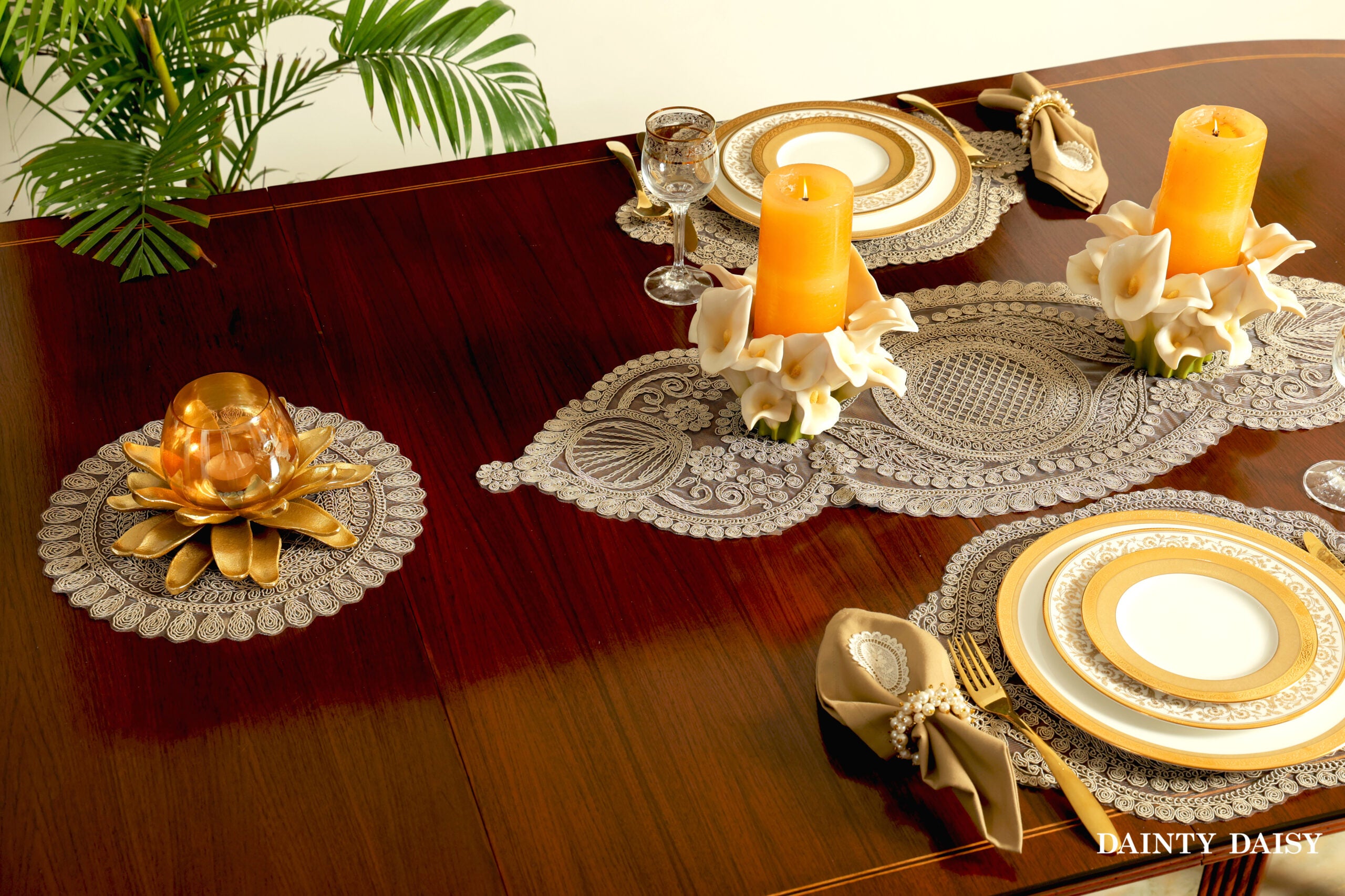 Zeus Beige Table Runner 3 Feet