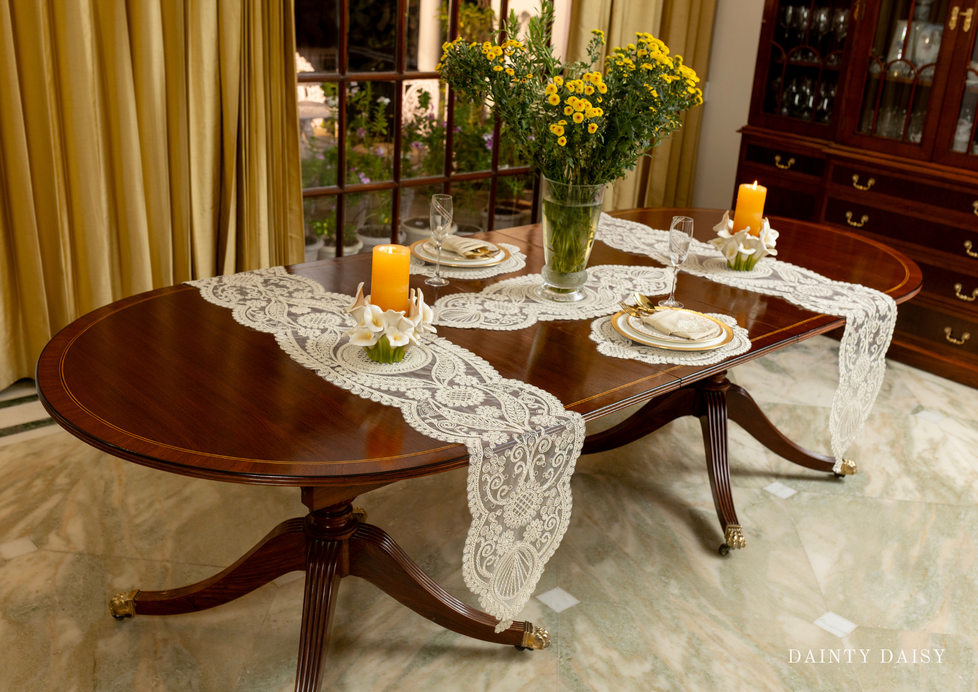 Zeus Cream Table Runner 13″X70″ 6 Feet