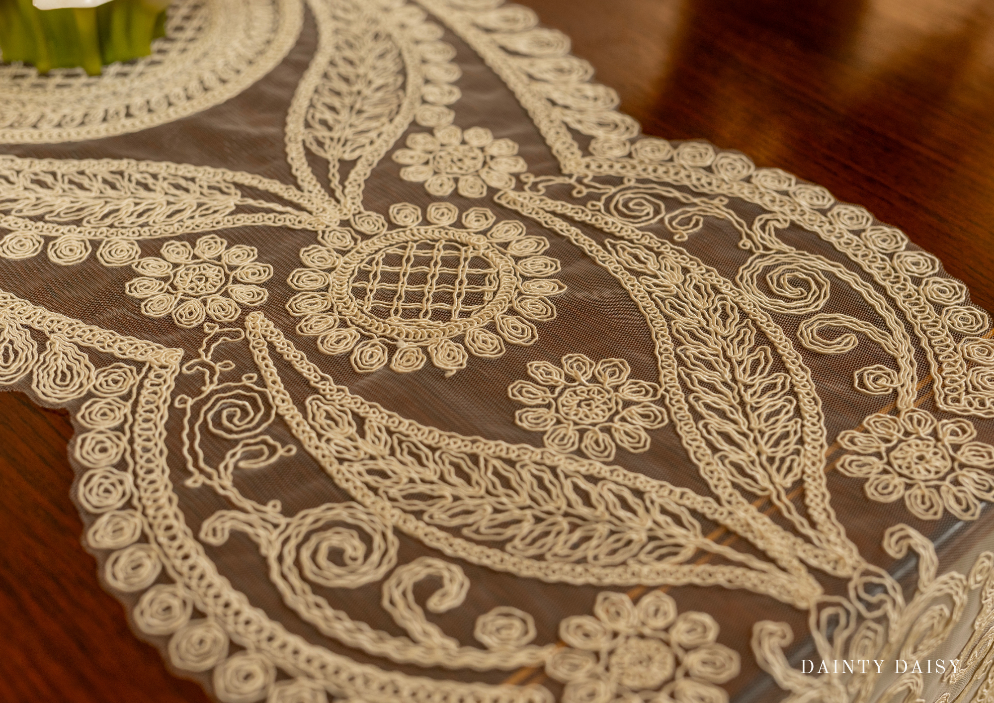 Zeus Cream Table Runner 13″X70″ 6 Feet