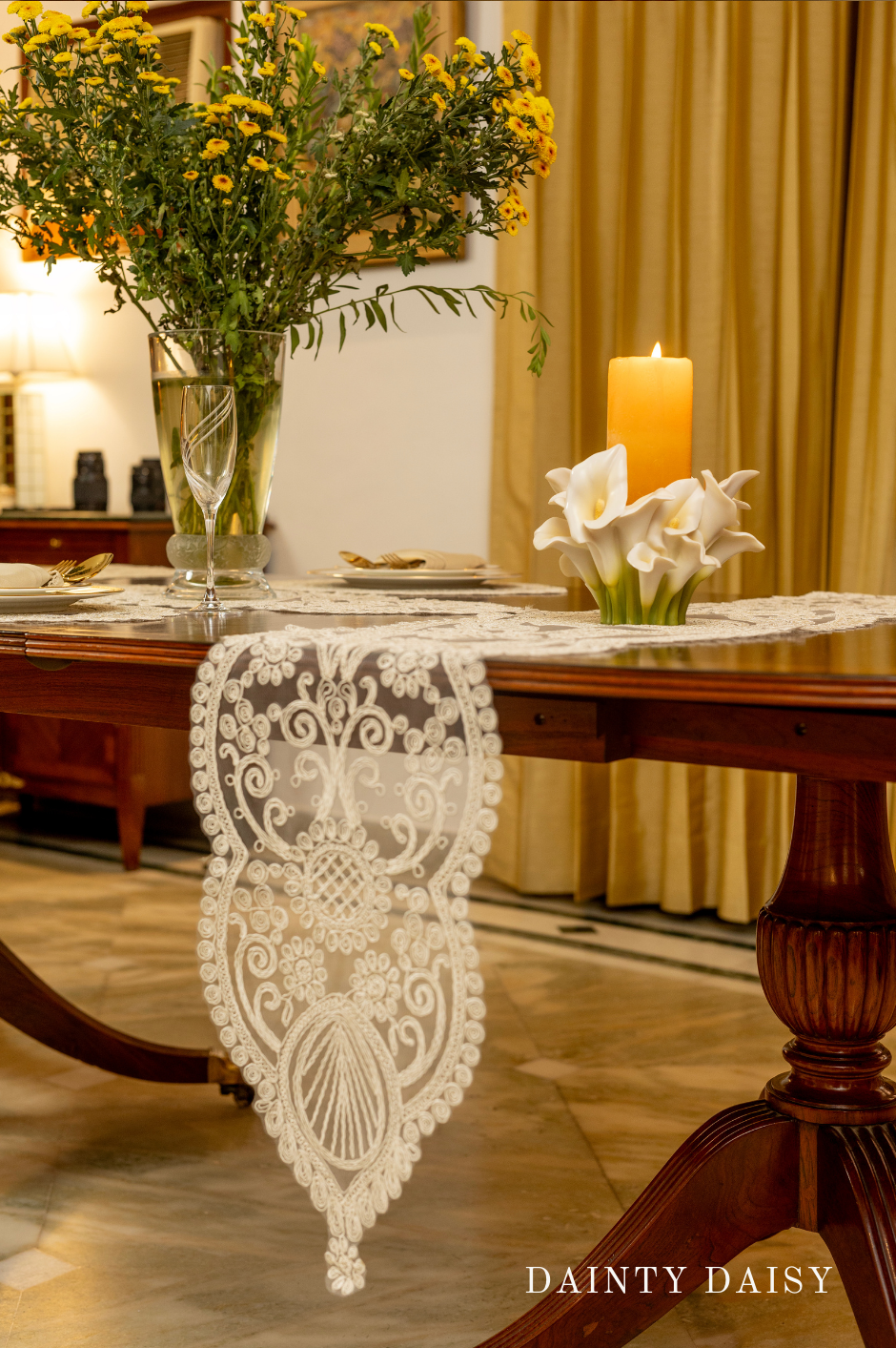 Zeus Cream Table Runner 13″X70″ 6 Feet