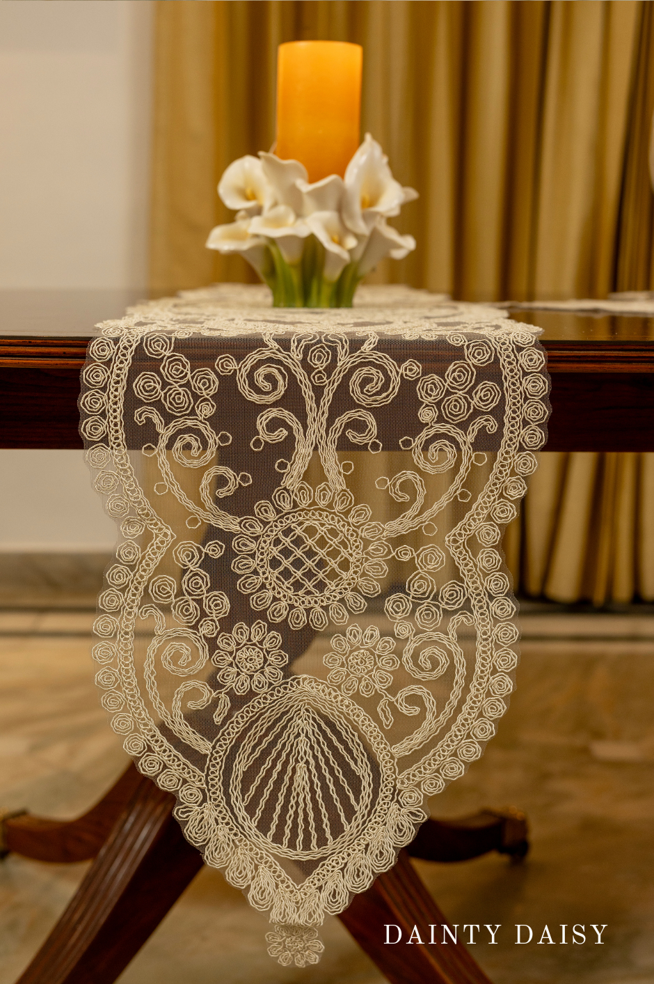 Zeus Cream Table Runner 13″X70″ 6 Feet