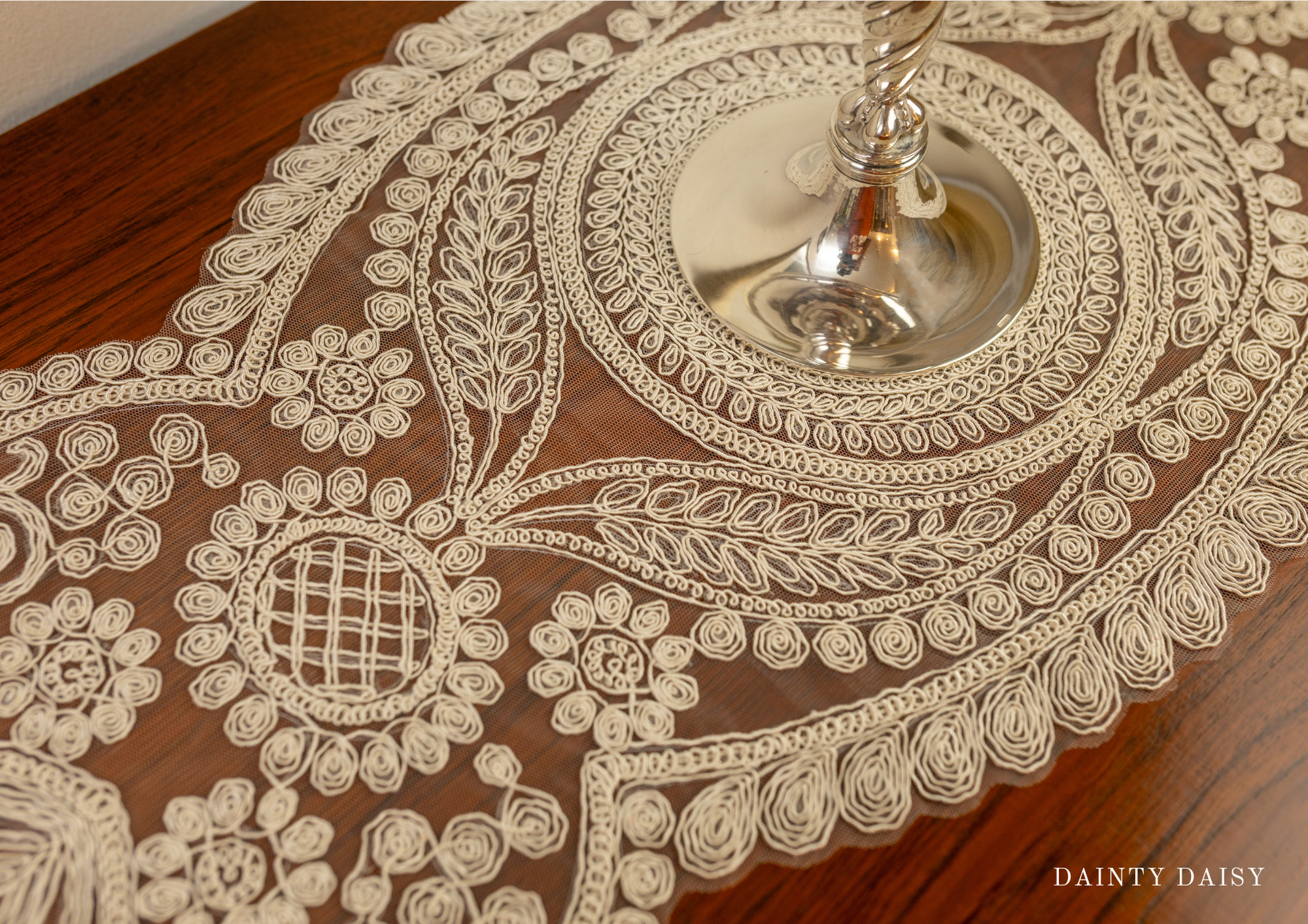 Zeus Cream Table Runner 15″X36″ 3 Feet