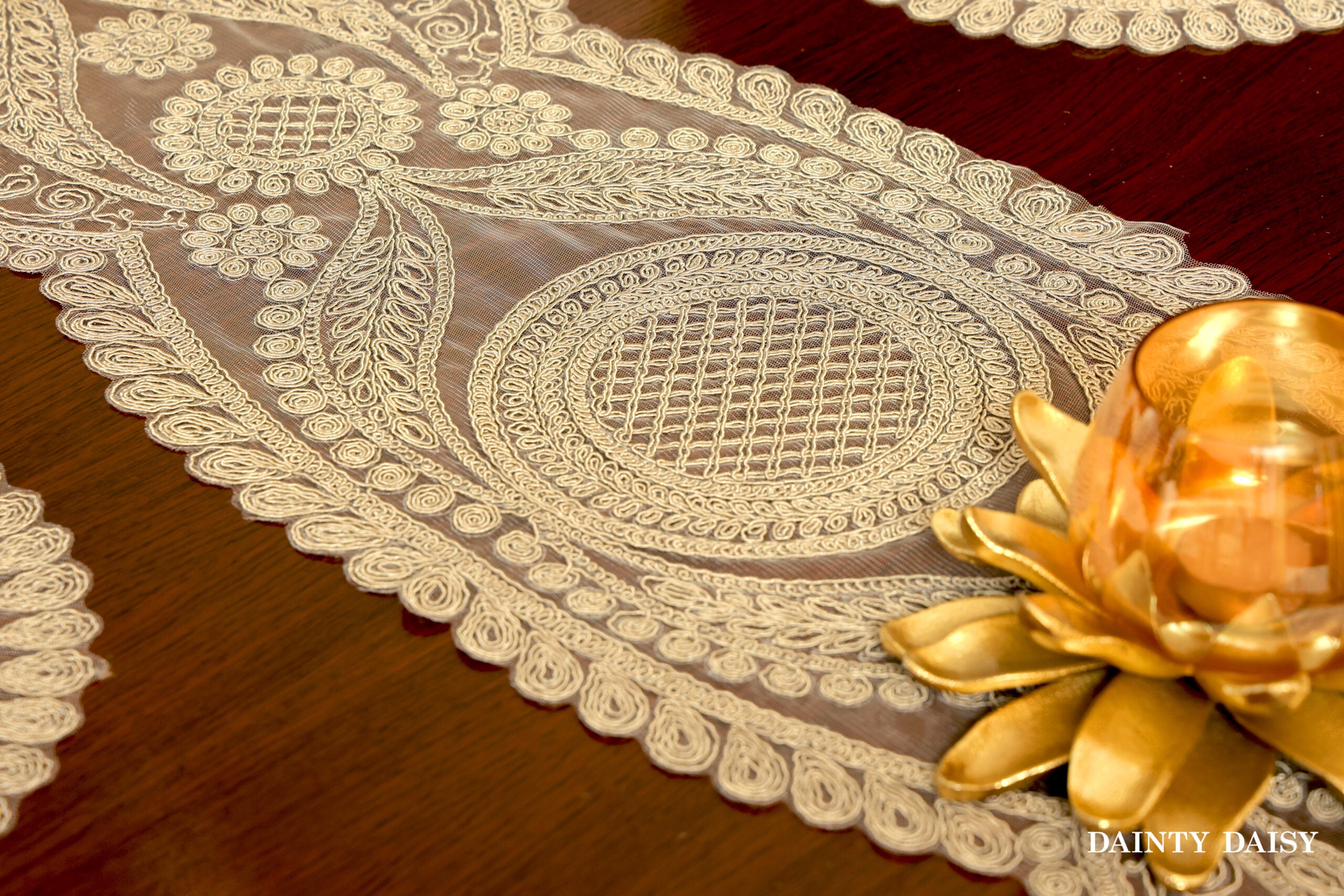 Zeus Beige Table Runner 6 Feet