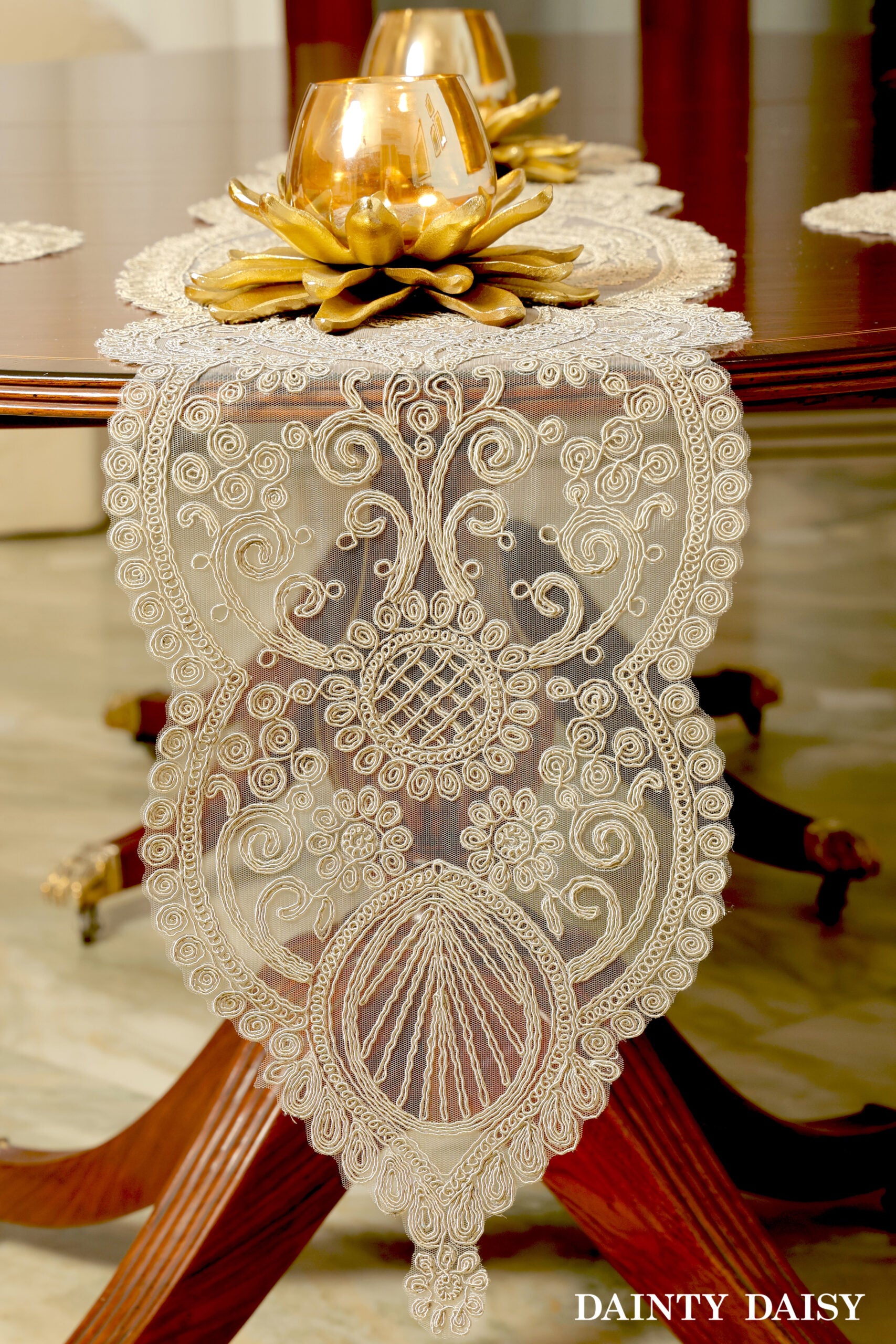Zeus Beige Table Runner 6 Feet
