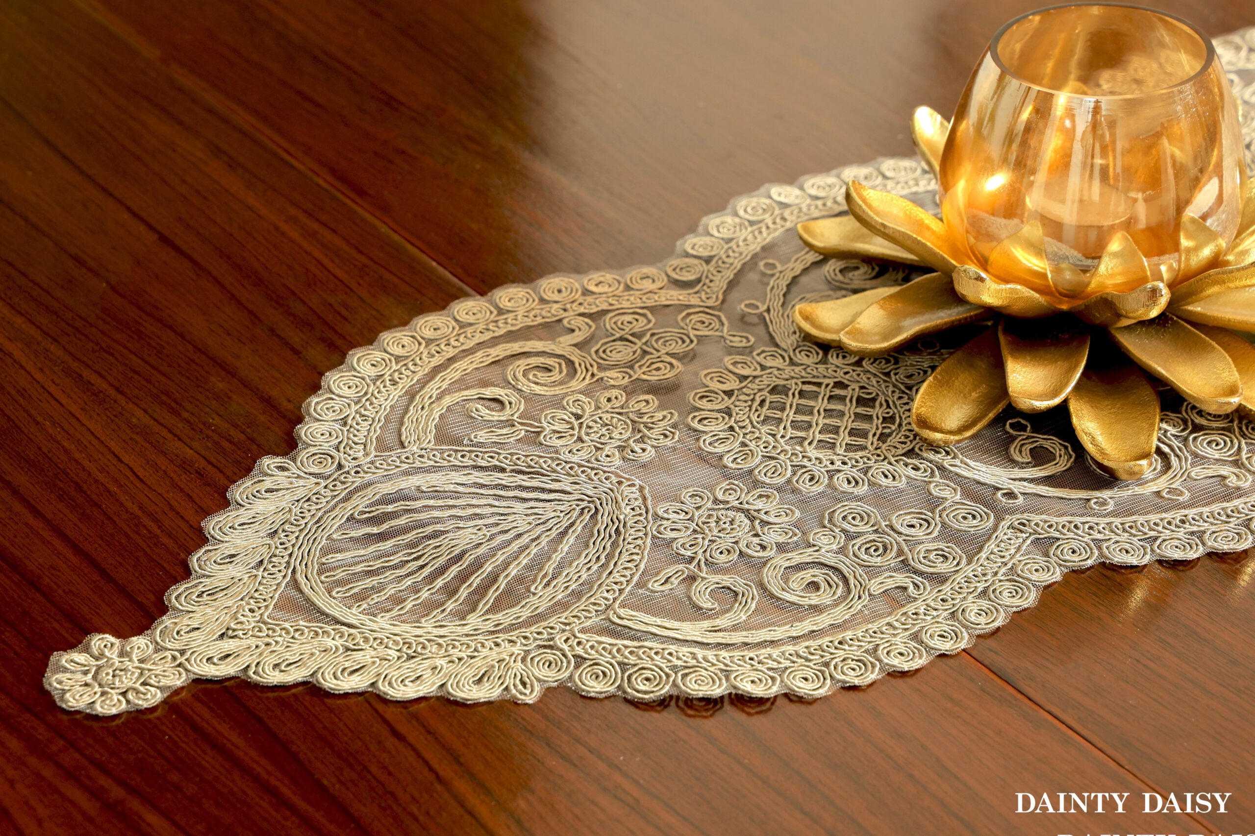 Zeus Beige Table Runner 6 Feet