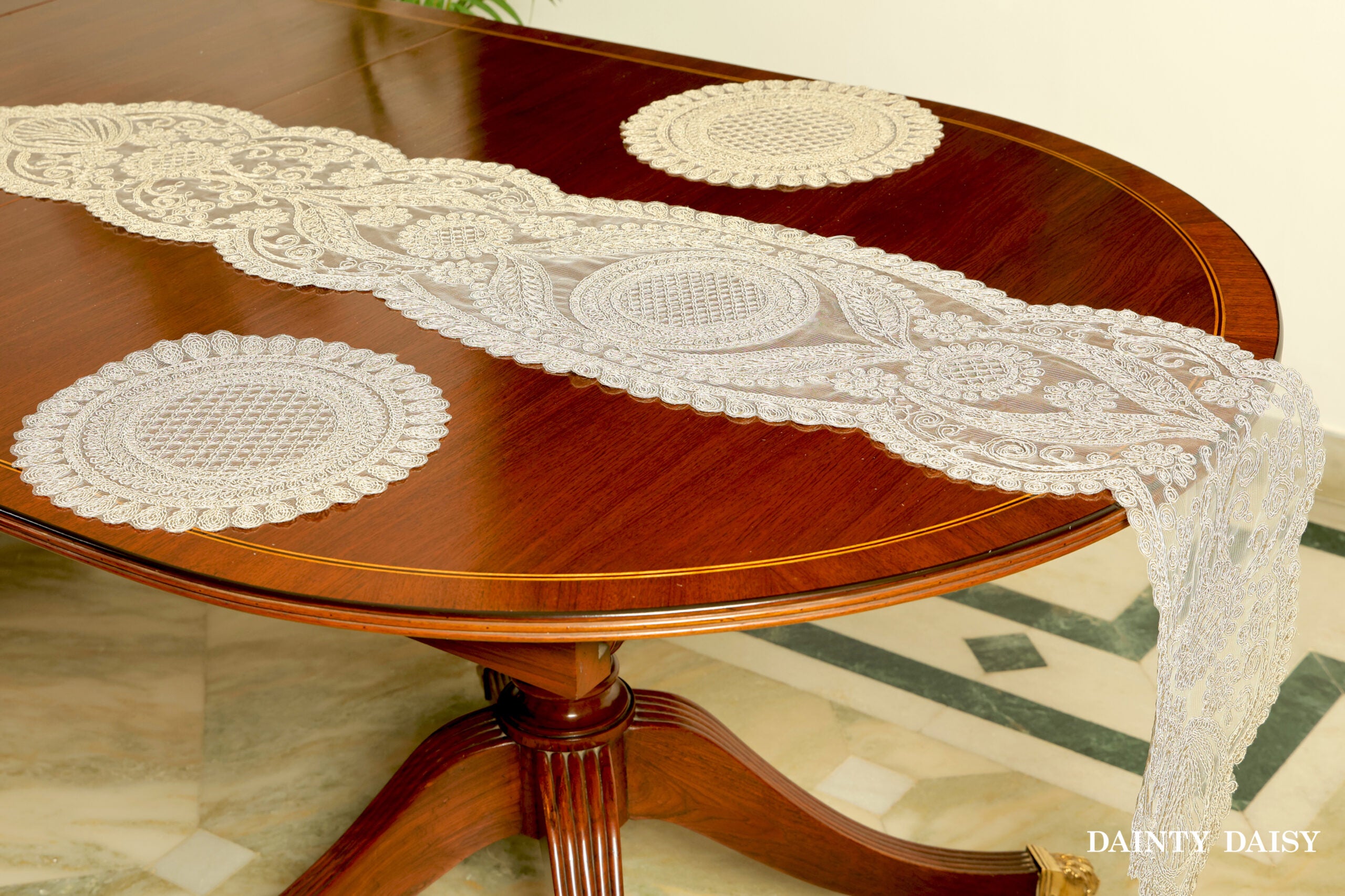 Zeus Beige Table Runner 6 Feet