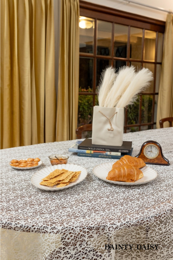 Illusion (White XL) Table Cloth 60"X140"