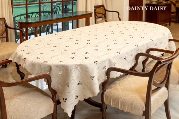 Classy Cutwork XL Table Cloth 69"X95"