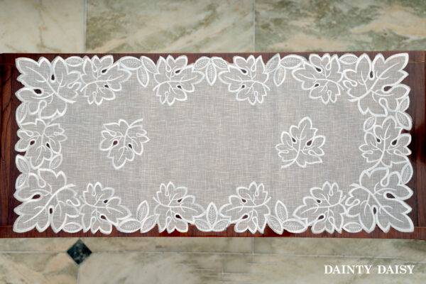 Maple Leaf White Table Runner 3 Feet